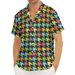 Colorful Houndstooth Print Men's Deep V-Neck Shirt