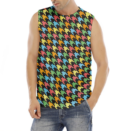 Colorful Houndstooth Print Men's Fitness Tank Top