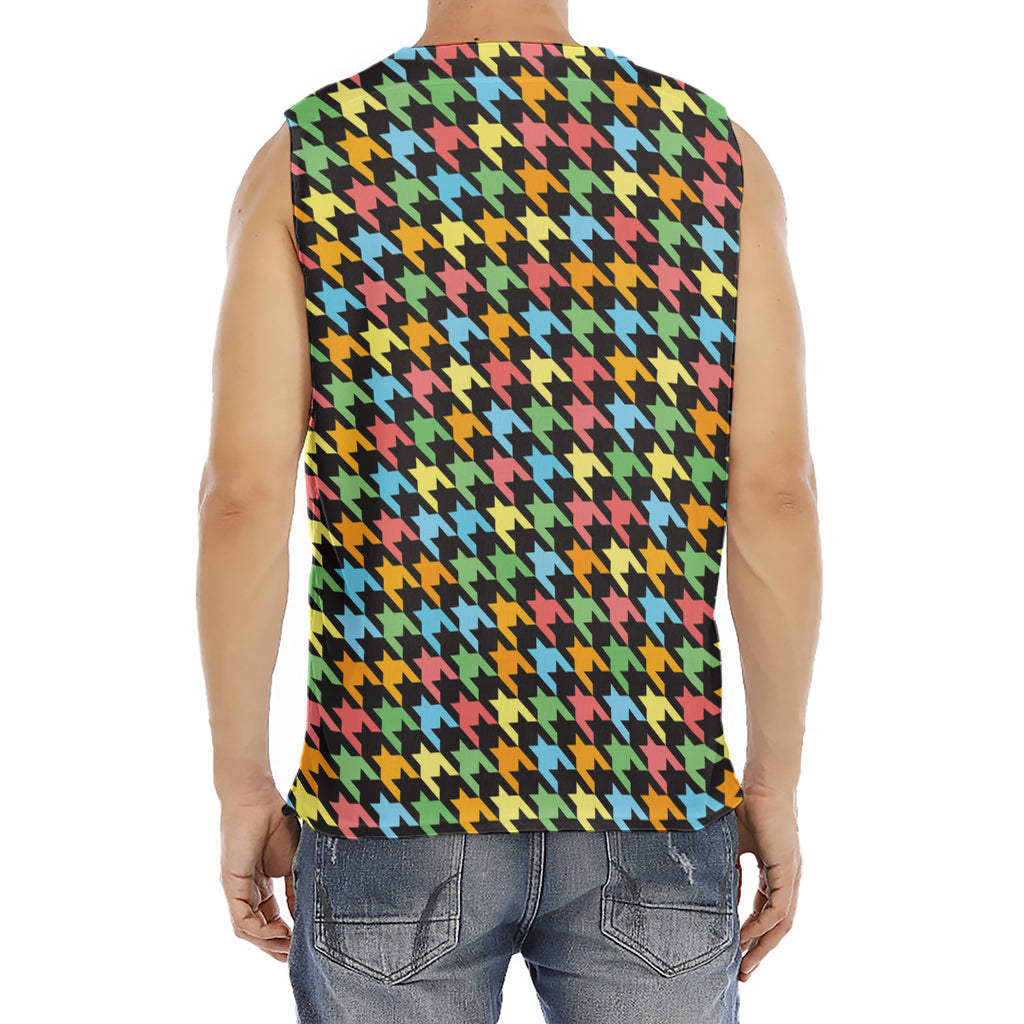 Colorful Houndstooth Print Men's Fitness Tank Top