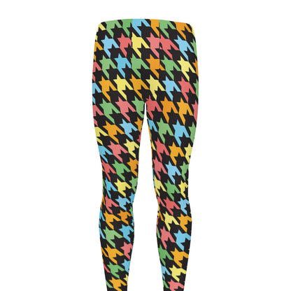 Colorful Houndstooth Print Men's leggings