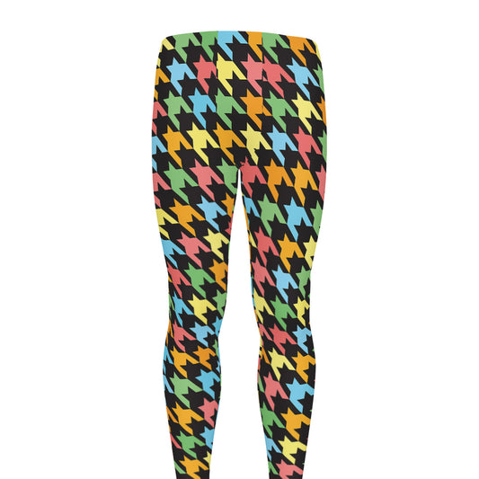 Colorful Houndstooth Print Men's leggings