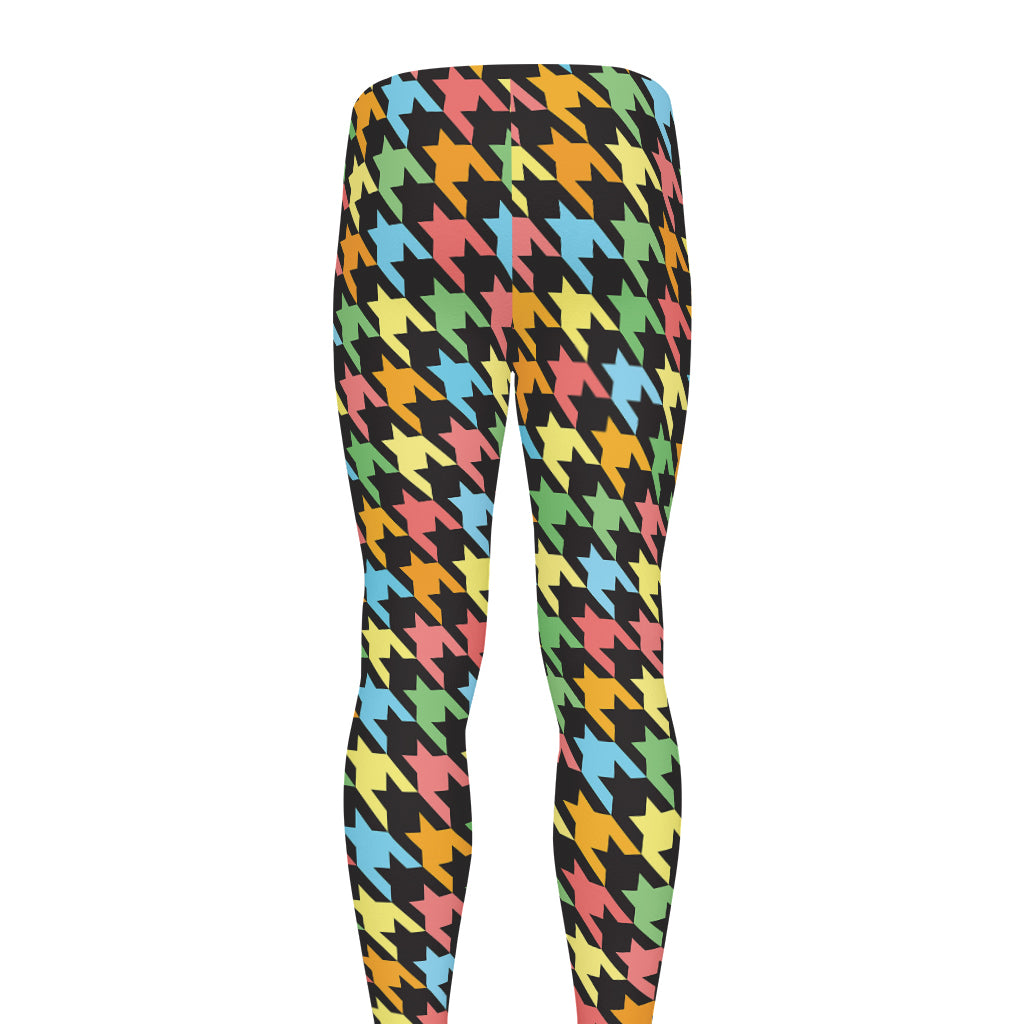Colorful Houndstooth Print Men's leggings