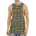 Colorful Houndstooth Print Men's Muscle Tank Top