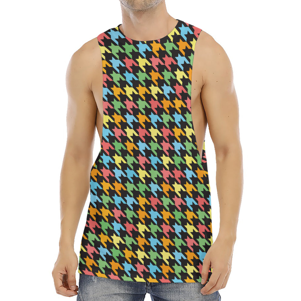 Colorful Houndstooth Print Men's Muscle Tank Top