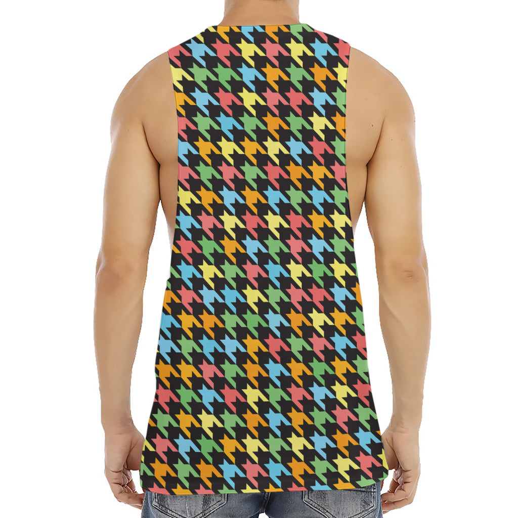 Colorful Houndstooth Print Men's Muscle Tank Top