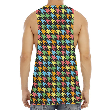 Colorful Houndstooth Print Men's Muscle Tank Top