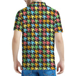 Colorful Houndstooth Print Men's Polo Shirt