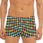 Colorful Houndstooth Print Men's Short Boxer Briefs