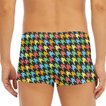 Colorful Houndstooth Print Men's Short Boxer Briefs