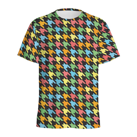 Colorful Houndstooth Print Men's Sports T-Shirt