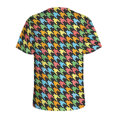 Colorful Houndstooth Print Men's Sports T-Shirt