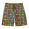 Colorful Houndstooth Print Men's Swim Trunks