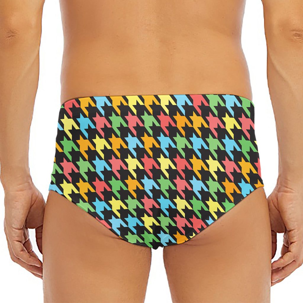Colorful Houndstooth Print Men's Triangle Swim Briefs