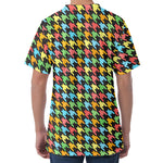 Colorful Houndstooth Print Men's Velvet T-Shirt