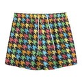 Colorful Houndstooth Print Mesh Shorts