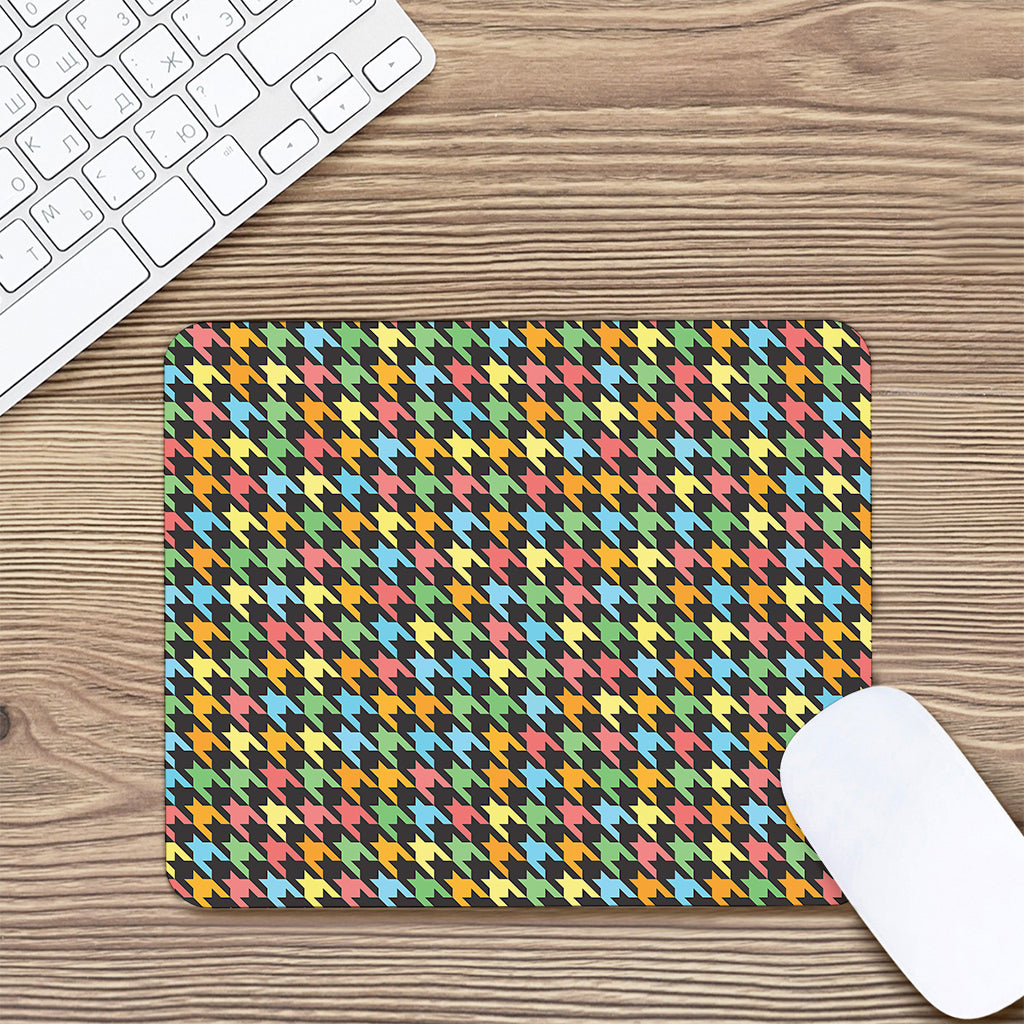 Colorful Houndstooth Print Mouse Pad
