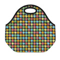 Colorful Houndstooth Print Neoprene Lunch Bag