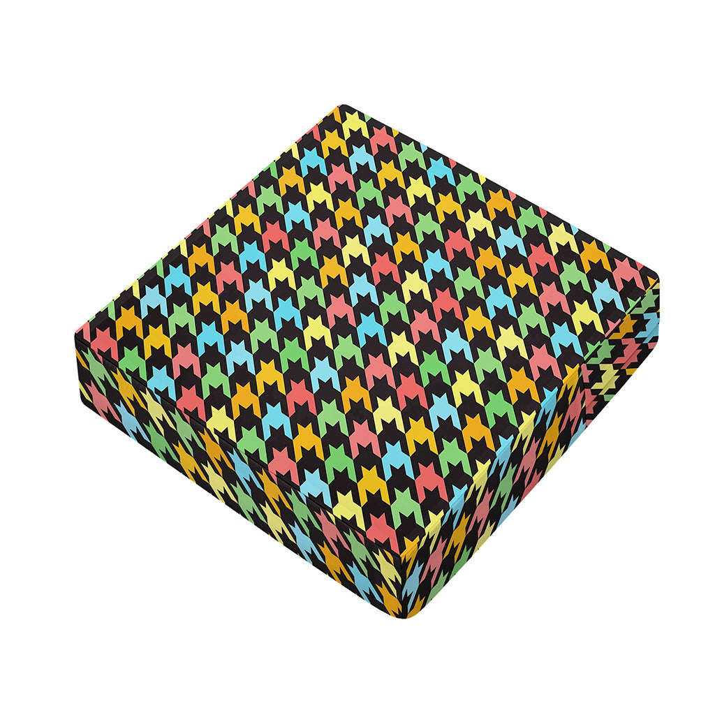 Colorful Houndstooth Print Outdoor Seat Cushion Cover