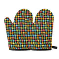 Colorful Houndstooth Print Oven Mitts