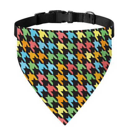 Colorful Houndstooth Print Over The Collar Dog Bandana