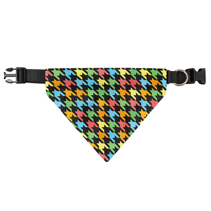Colorful Houndstooth Print Over The Collar Dog Bandana