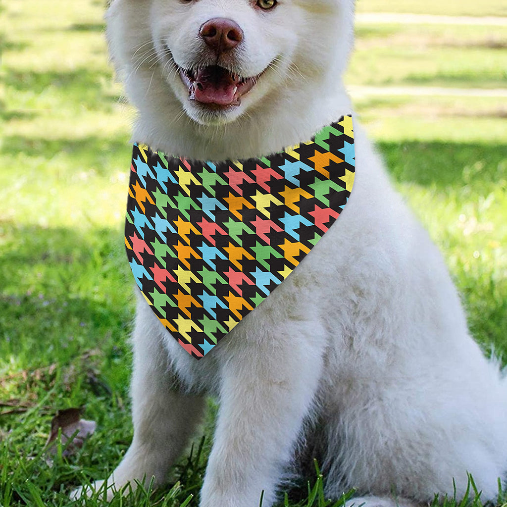 Colorful Houndstooth Print Over The Collar Dog Bandana