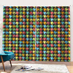 Colorful Houndstooth Print Pencil Pleat Curtains