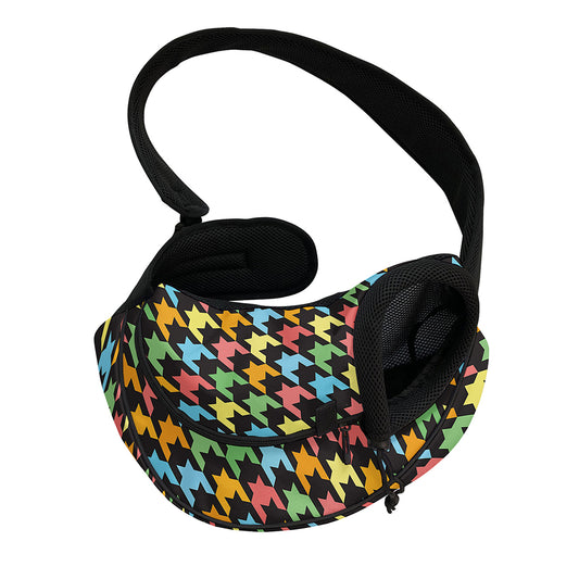 Colorful Houndstooth Print Pet Sling Carrier