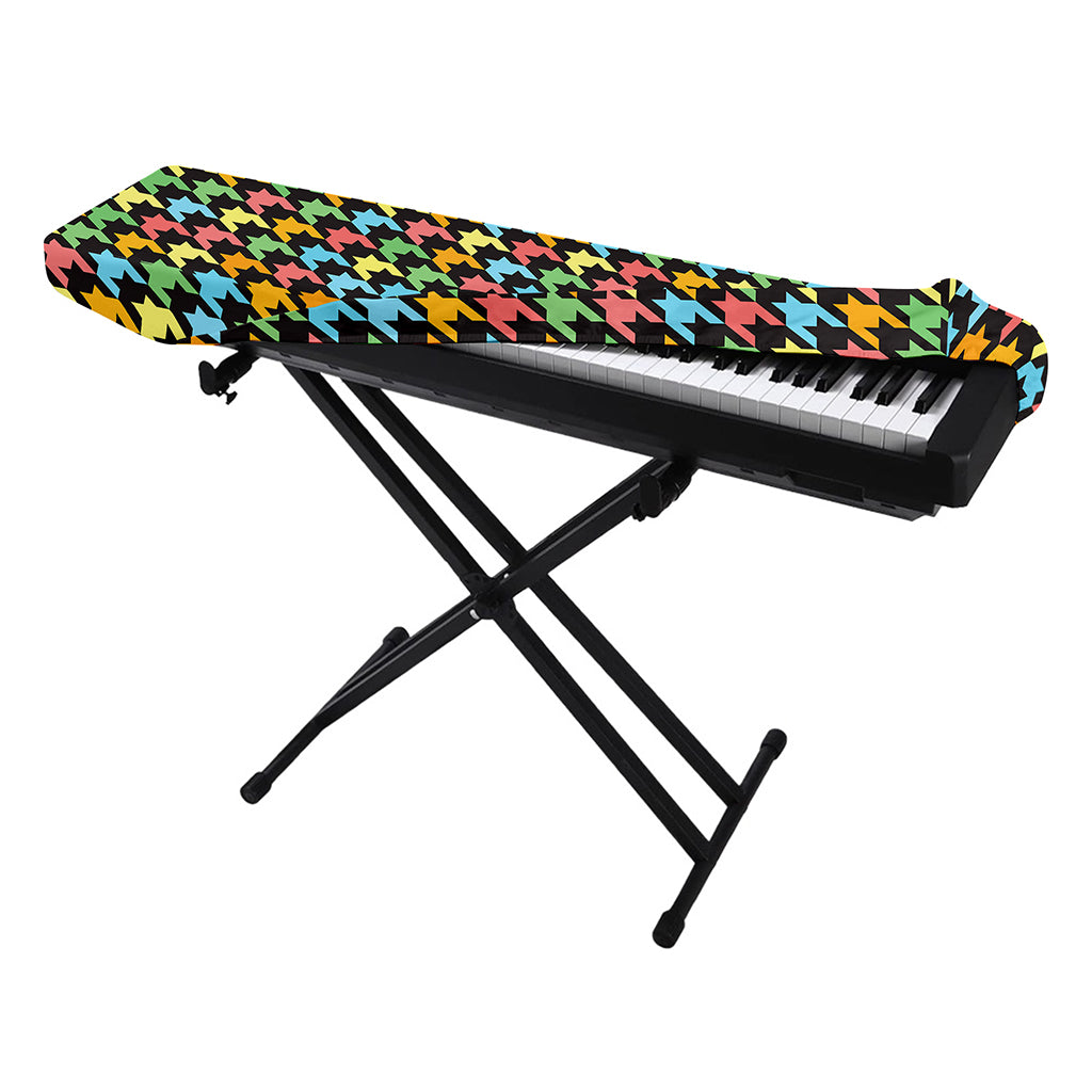 Colorful Houndstooth Print Piano Keyboard Cover