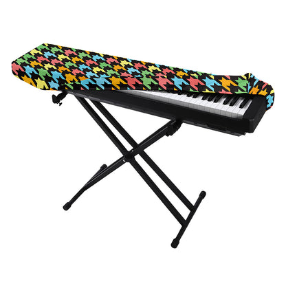 Colorful Houndstooth Print Piano Keyboard Cover