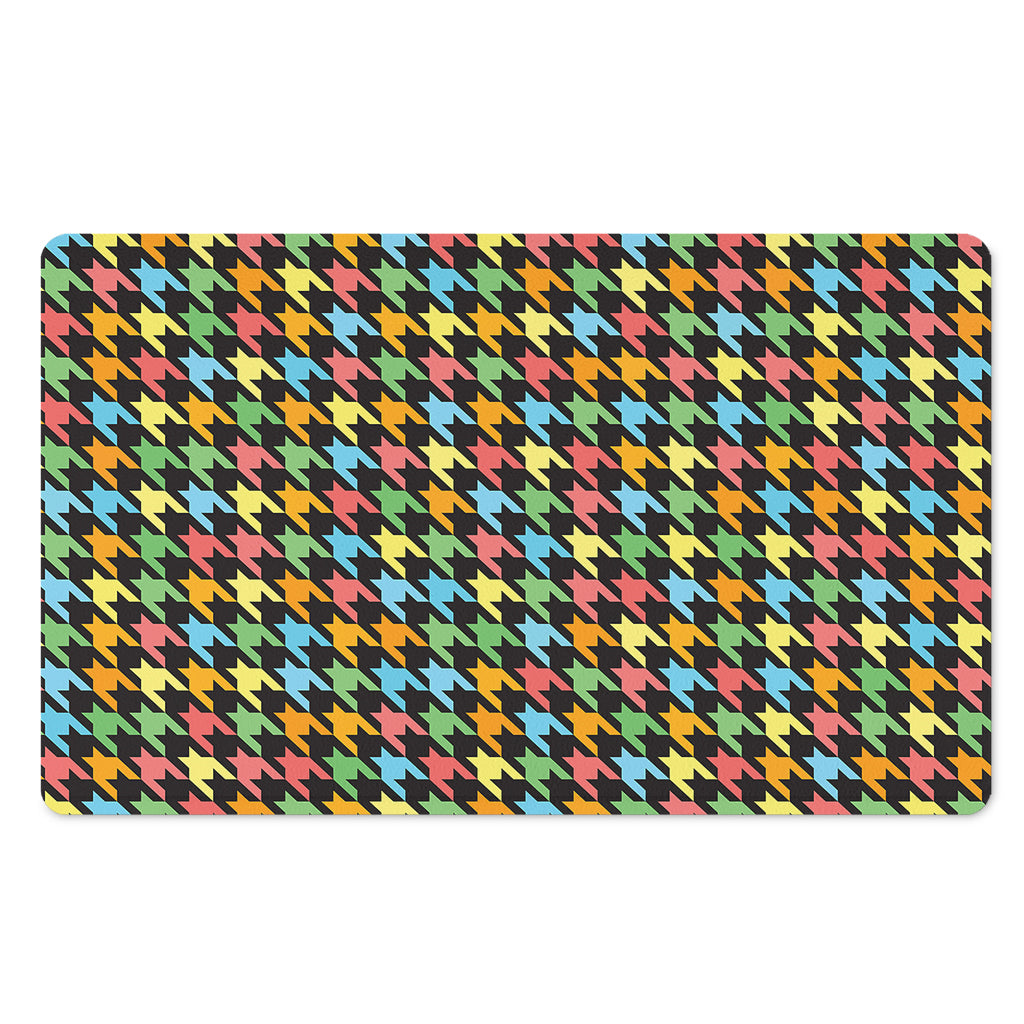 Colorful Houndstooth Print Polyester Doormat