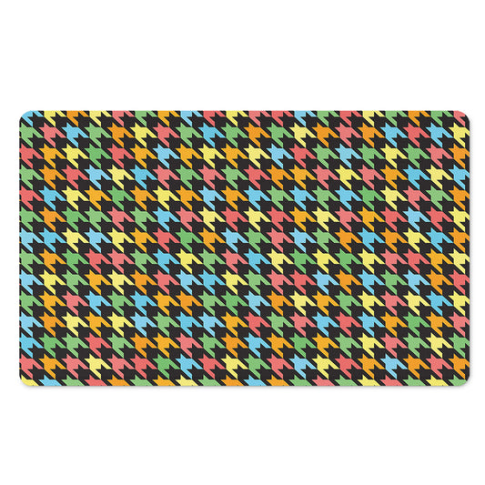 Colorful Houndstooth Print Polyester Doormat