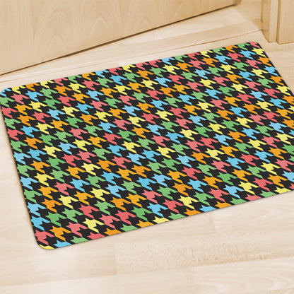 Colorful Houndstooth Print Polyester Doormat