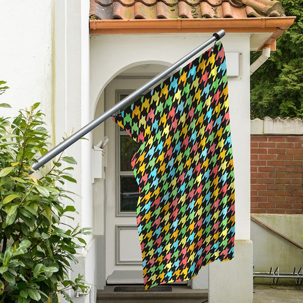 Colorful Houndstooth Print Polyester Flag