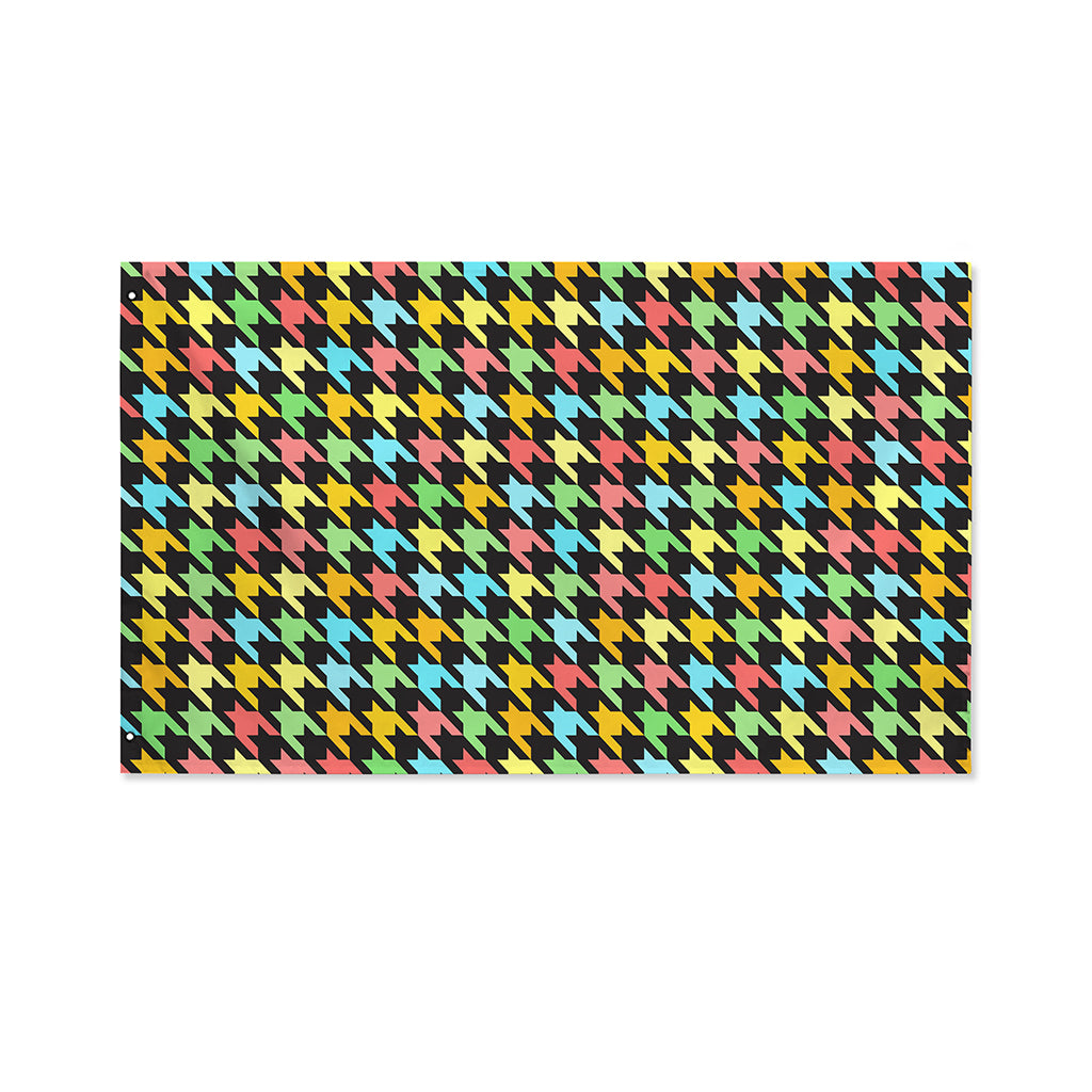 Colorful Houndstooth Print Polyester Flag