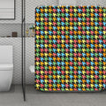 Colorful Houndstooth Print Polyester Shower Curtain