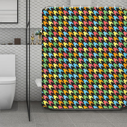 Colorful Houndstooth Print Polyester Shower Curtain