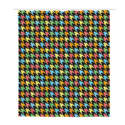 Colorful Houndstooth Print Polyester Shower Curtain