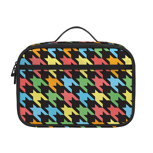 Colorful Houndstooth Print Portable Lunch Bag