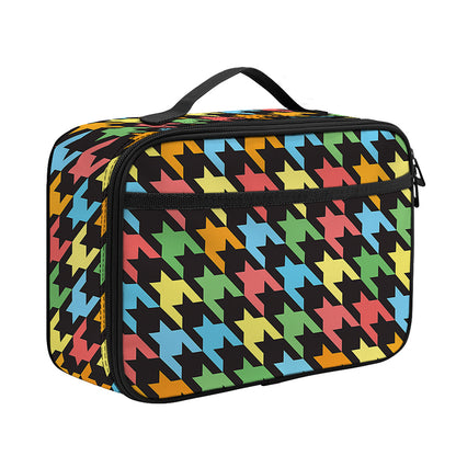 Colorful Houndstooth Print Portable Lunch Bag