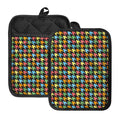 Colorful Houndstooth Print Pot Holders With Pocket