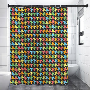 Colorful Houndstooth Print Premium Shower Curtain