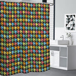 Colorful Houndstooth Print Premium Shower Curtain