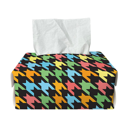 Colorful Houndstooth Print Rectangle Tissue Box Cover