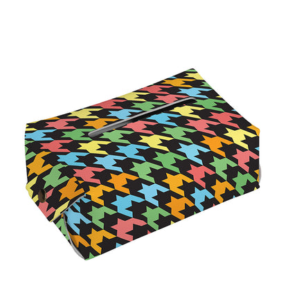 Colorful Houndstooth Print Rectangle Tissue Box Cover