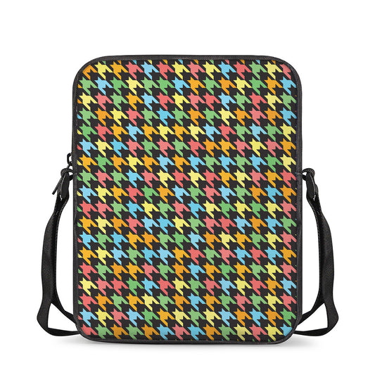 Colorful Houndstooth Print Rectangular Crossbody Bag