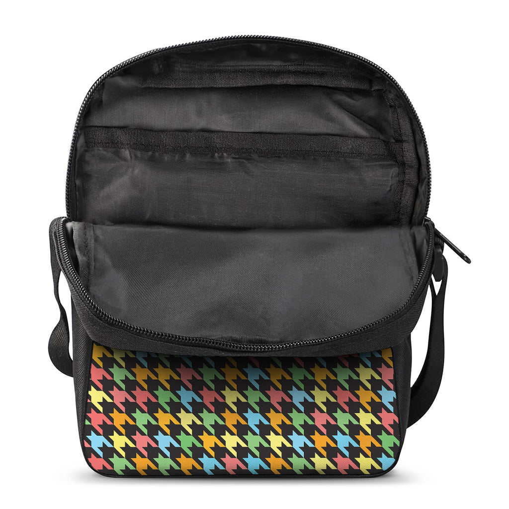 Colorful Houndstooth Print Rectangular Crossbody Bag