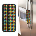 Colorful Houndstooth Print Refrigerator Handle Covers