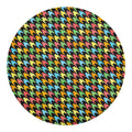 Colorful Houndstooth Print Round Blanket