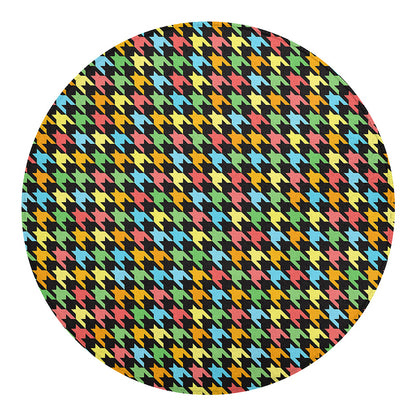 Colorful Houndstooth Print Round Blanket